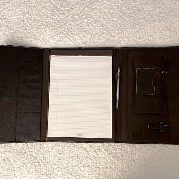 Coach Brown Signature Portfolio with Cross Pen - Picture 3 of 7